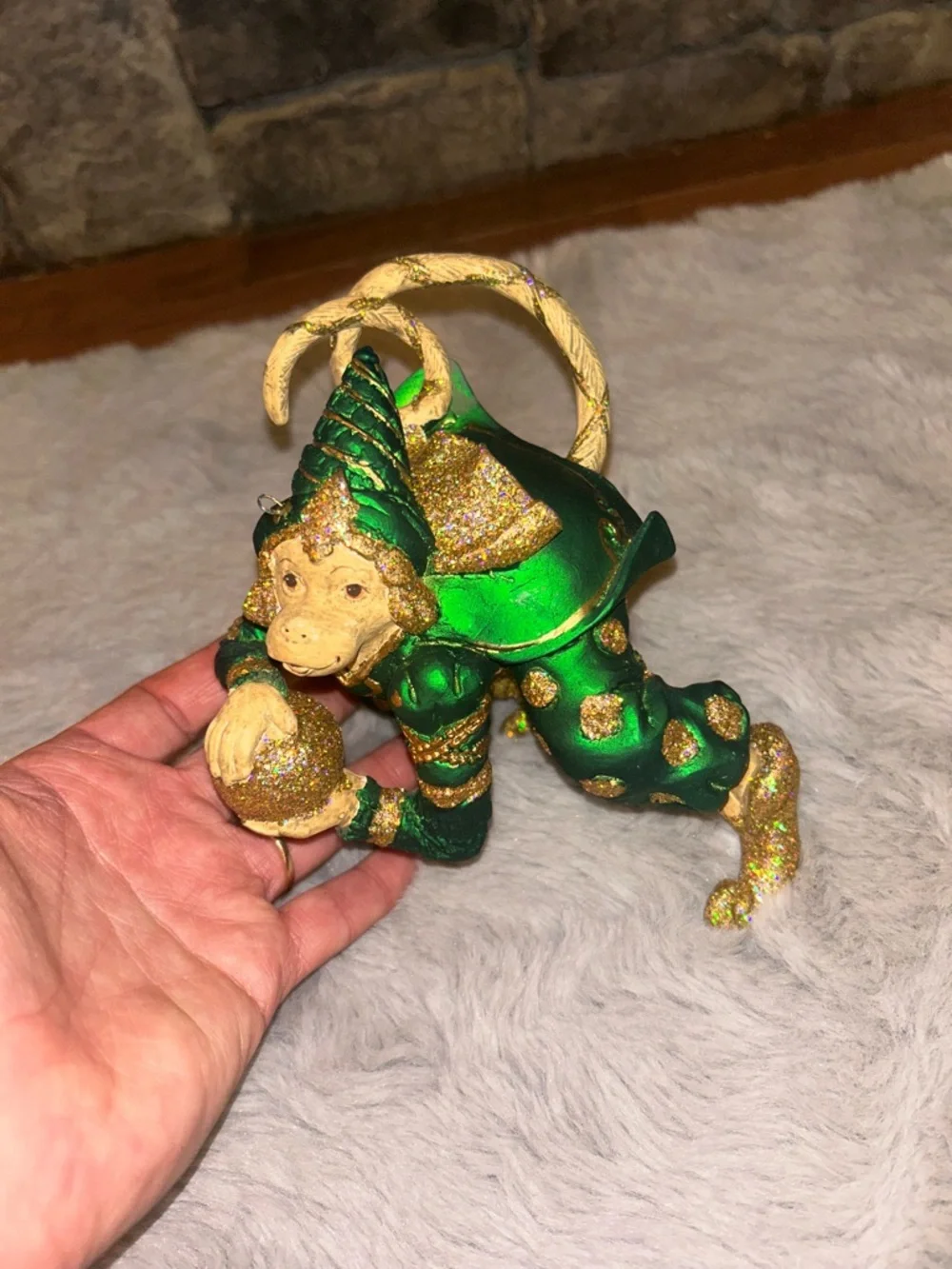 Vintage Mark Robert’s Green and Gold Fantasy Monkey Ornament